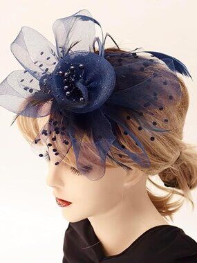 Kentucky Derby Hat Hairband Hair Clip Blue
